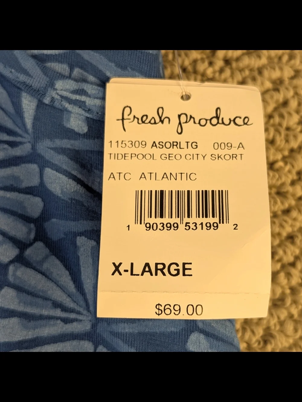 fresh produce Blue Patterned A-Line Skort Atlantic Blue Size XL Stretch